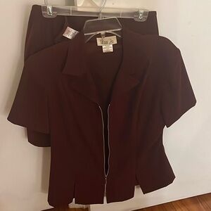 Maroon Peplum Skirt Work Set